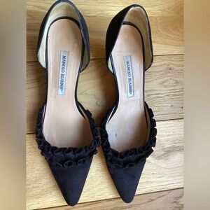 Manolo Blahnik tacos mules Black Ruffle Heels